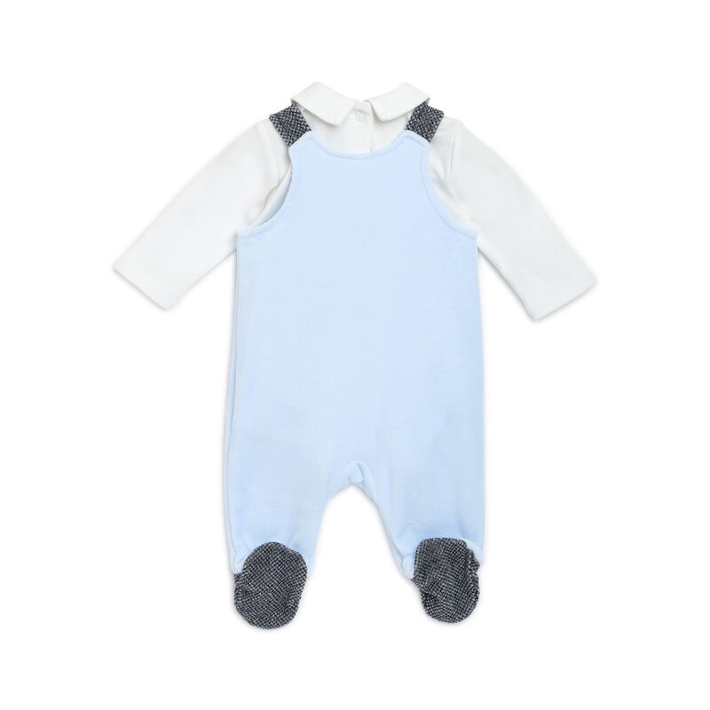 Boys Light Blue Applique Bodysuit with Long Overall image number null